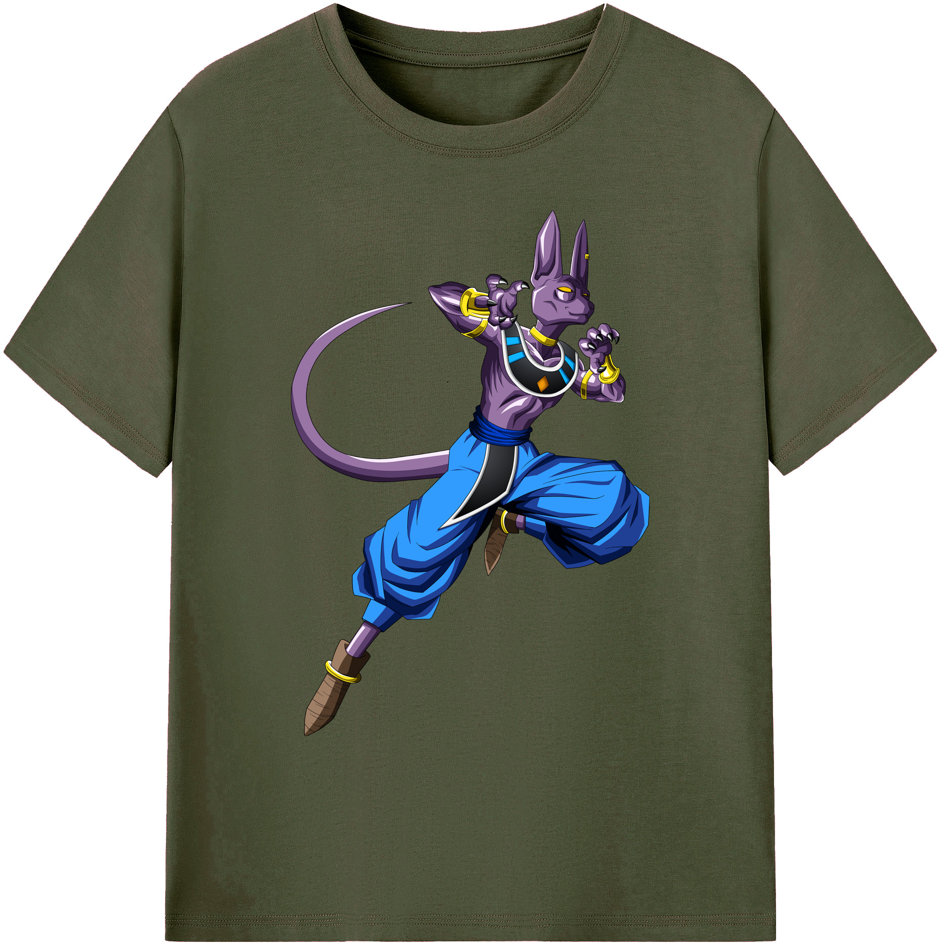 （画像用） ドラゴンボール ビルス 破壊神ビルス DRAGON BALL Beerus Birusu 綿100％ メンズ半袖Tシャツ｜肌触りやわらか＆通気性